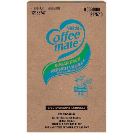 Coffee Mate Sugar Free French Vanilla Single Serve Liquid Creamer .375 oz., PK200 00050000917570